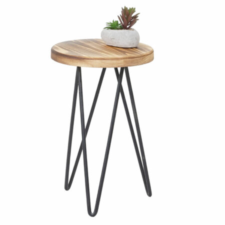 2x Beistelltisch Nachttisch Industriedesign Echtholz Ø25cm