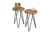 2x Beistelltisch Nachttisch Industriedesign Echtholz Ø25cm