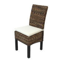 2x Esszimmerstuhl BALI Bananengeflecht dunkel mit Kissen