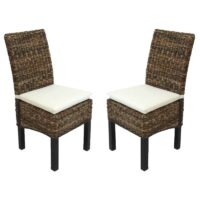 2x Esszimmerstuhl BALI Bananengeflecht dunkel mit Kissen