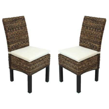 2x Esszimmerstuhl BALI Bananengeflecht dunkel mit Kissen