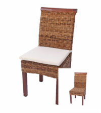 2x Esszimmerstuhl Korbstuhl Bananengeflecht ~ hell ohne Kissen