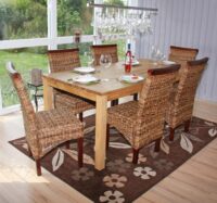 2x Esszimmerstuhl Korbstuhl Bananengeflecht ~ hell ohne Kissen