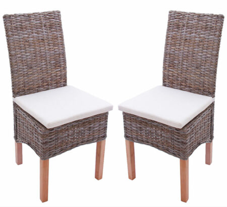 2x Esszimmerstuhl Kubu-Rattan ~ mit Sitzkissen