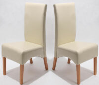 2x Esszimmerstuhl Latina LEDER ~ creme helle Beine