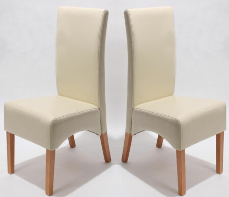 2x Esszimmerstuhl Latina LEDER ~ creme helle Beine