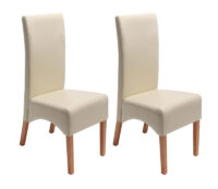 2x Esszimmerstuhl Latina LEDER ~ creme helle Beine
