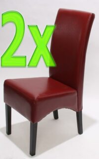 2x Esszimmerstuhl Latina LEDER ~ rot dunkle Beine
