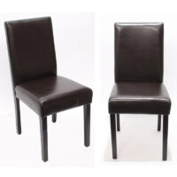 2x Esszimmerstuhl Littau ~ Leder braun dunkle Beine