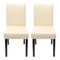 2x Esszimmerstuhl Littau ~ Leder creme dunkle Beine