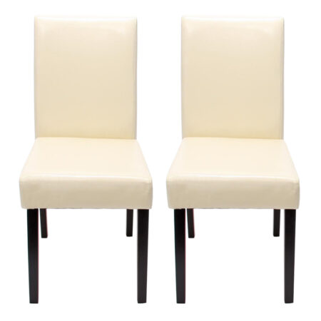 2x Esszimmerstuhl Littau ~ Leder creme dunkle Beine