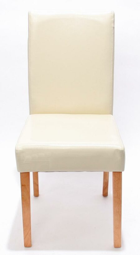 2x Esszimmerstuhl Littau Leder ~ creme helle Beine