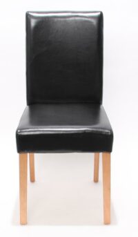 2x Esszimmerstuhl Littau Leder, schwarz, helle Beine