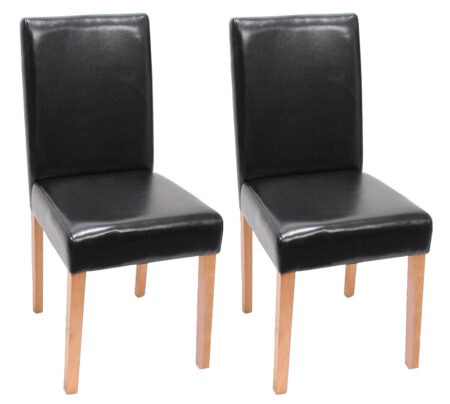 2x Esszimmerstuhl Littau Leder, schwarz, helle Beine