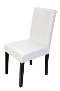 2x Esszimmerstuhl Littau ~ Leder weiss dunkle Beine