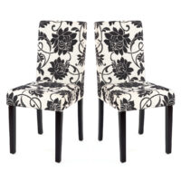 2x Esszimmerstuhl Littau ~ Textil jacquard dunkle Beine