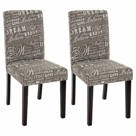 2x Esszimmerstuhl Littau Textil mit Schriftzug grau