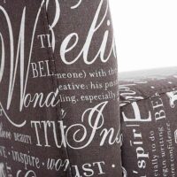 2x Esszimmerstuhl Littau Textil mit Schriftzug grau