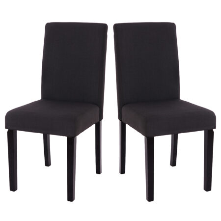 2x Esszimmerstuhl Littau ~ Textil schwarz dunkle Beine