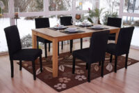 2x Esszimmerstuhl Littau ~ Textil schwarz dunkle Beine