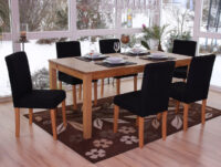 2x Esszimmerstuhl Littau ~ Textil schwarz helle Beine