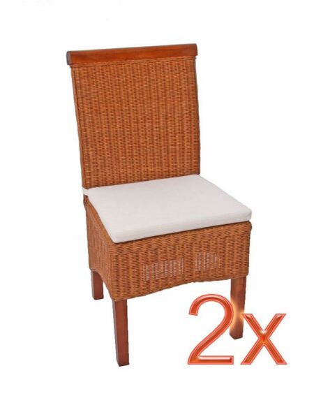 2x Esszimmerstuhl M42 Rattan ~ mit Sitzkissen