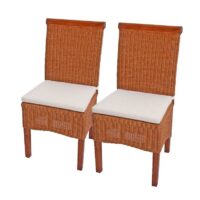 2x Esszimmerstuhl M42 Rattan ~ mit Sitzkissen