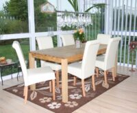 2x Esszimmerstuhl Novara II Leder creme helle Beine