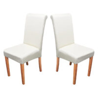 2x Esszimmerstuhl Novara II Leder creme helle Beine