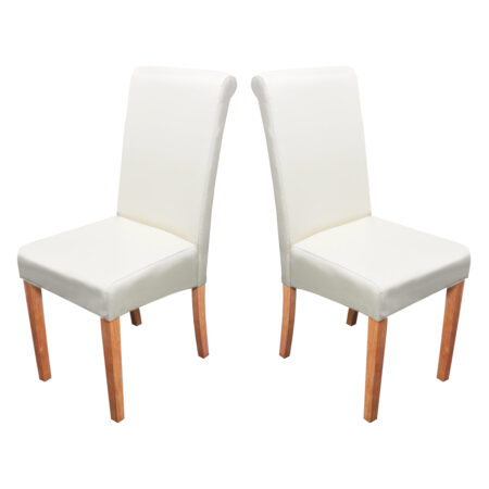 2x Esszimmerstuhl Novara II Leder creme helle Beine