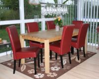 2x Esszimmerstuhl Novara II Leder ~ rot dunkle Beine