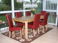 2x Esszimmerstuhl Novara II Leder ~ rot helle Beine