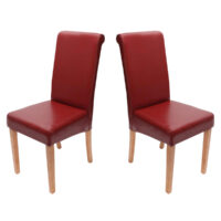 2x Esszimmerstuhl Novara II Leder ~ rot helle Beine