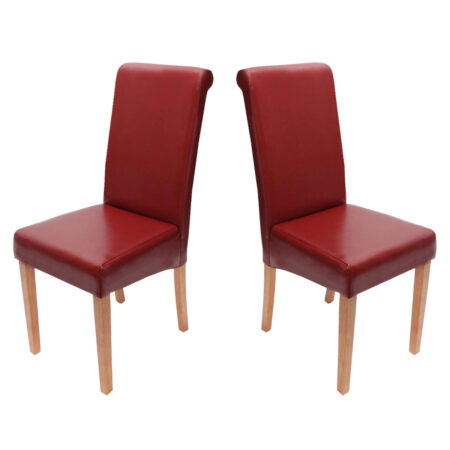2x Esszimmerstuhl Novara II Leder ~ rot helle Beine