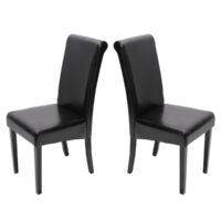 2x Esszimmerstuhl Novara II Leder ~ schwarz dunkle Beine