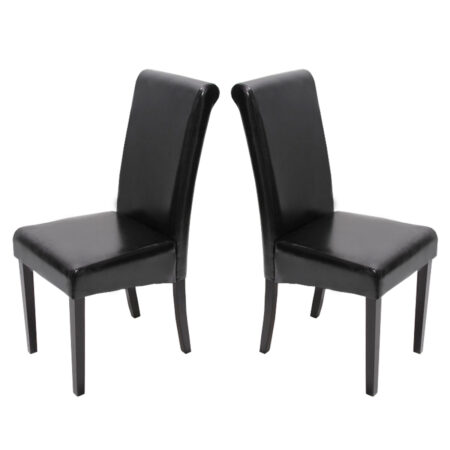 2x Esszimmerstuhl Novara II Leder ~ schwarz dunkle Beine