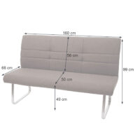 2x Esszimmerstuhl + Sitzbank Edelstahl gebürstet ~ grau