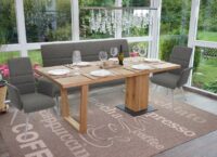 2x Esszimmerstuhl + Sitzbank Edelstahl gebürstet ~ grau