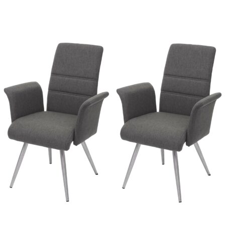 2x Esszimmerstuhl Stoff/Textil Edelstahl gebürstet ~ grau