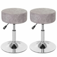 2x Hocker Sitzhocker höhenverstellbar Ø 35cm vintage grau Wildlederimitat