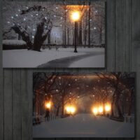 2x LED-Bild 60x40cm ~ Winter + flackernd