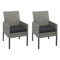 2x Poly-Rattan Sessel Gartenstuhl Korbsessel ~ grau