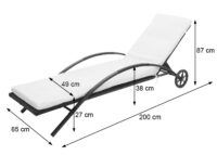 2x Liegestuhl Sonnenliege mit Tisch grau, Kissen dunkelgrau