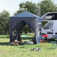 Wetterfester 2x2m Faltpavillon mit Fenster & Tür.