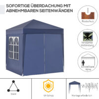 Wetterfester 2x2m Faltpavillon mit Fenster & Tür.