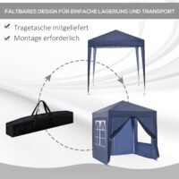 Wetterfester 2x2m Faltpavillon mit Fenster & Tür.