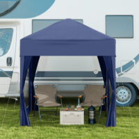Wetterfester 2x2m Faltpavillon mit Fenster & Tür.