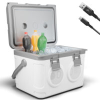 Kühlbox mit Lautsprecher, 21 Liter, stylisches Design, ideal für Musikliebhaber.