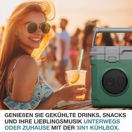 Bluetooth Kühlbox 21 Liter, tragbar und multifunktional als Musikkühlbox.