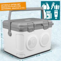 Kühlbox mit Lautsprecher, 21 Liter, stylisches Design, ideal für Musikliebhaber.